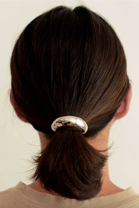 Narrow Crescent Metal Cuff Hair Tie | Silver