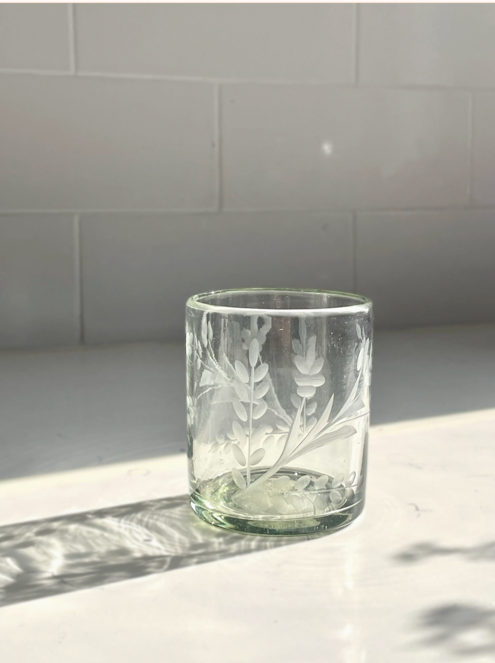 Hand-etched Tumbler Glass