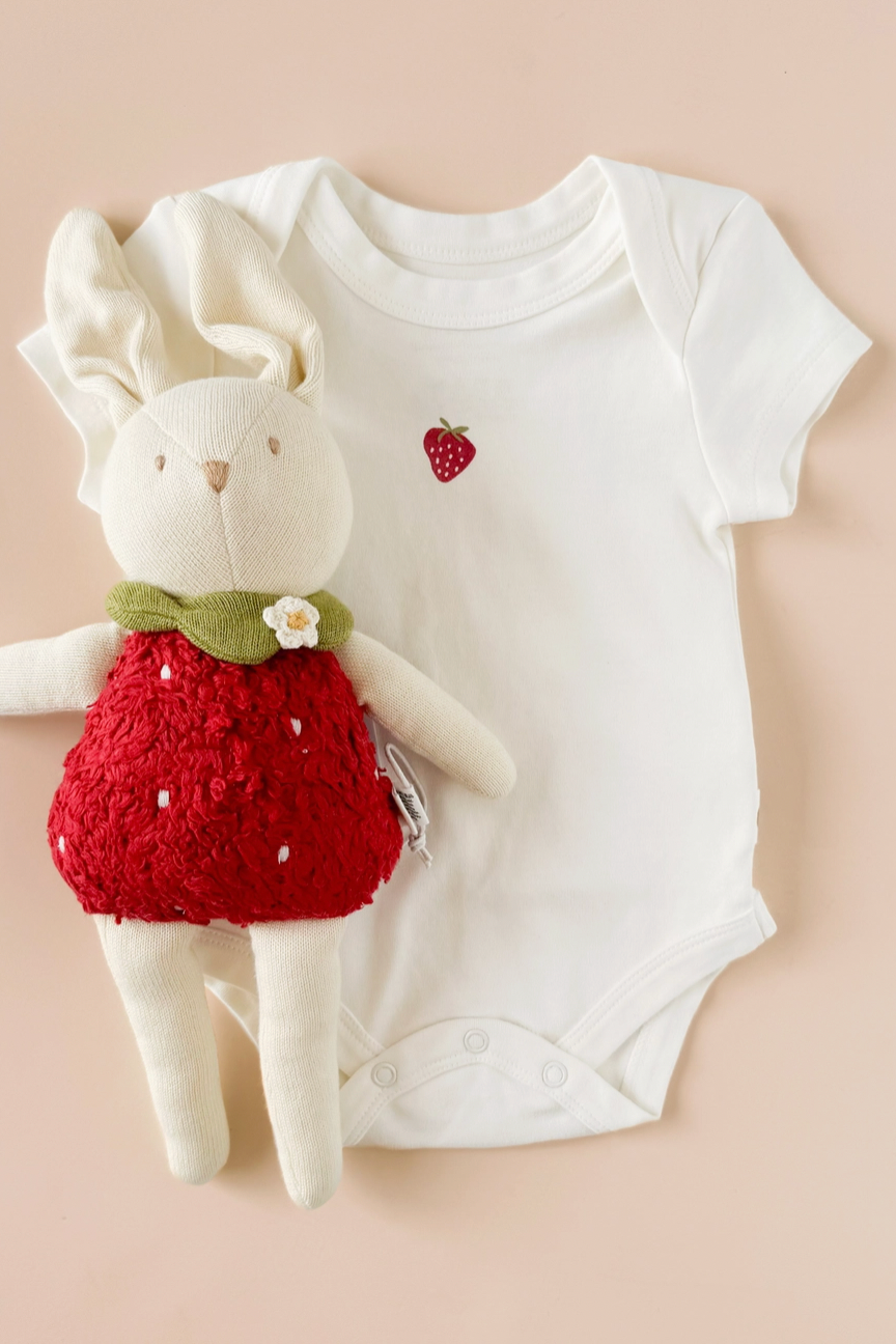 Strawberry Onesie, organic cotton