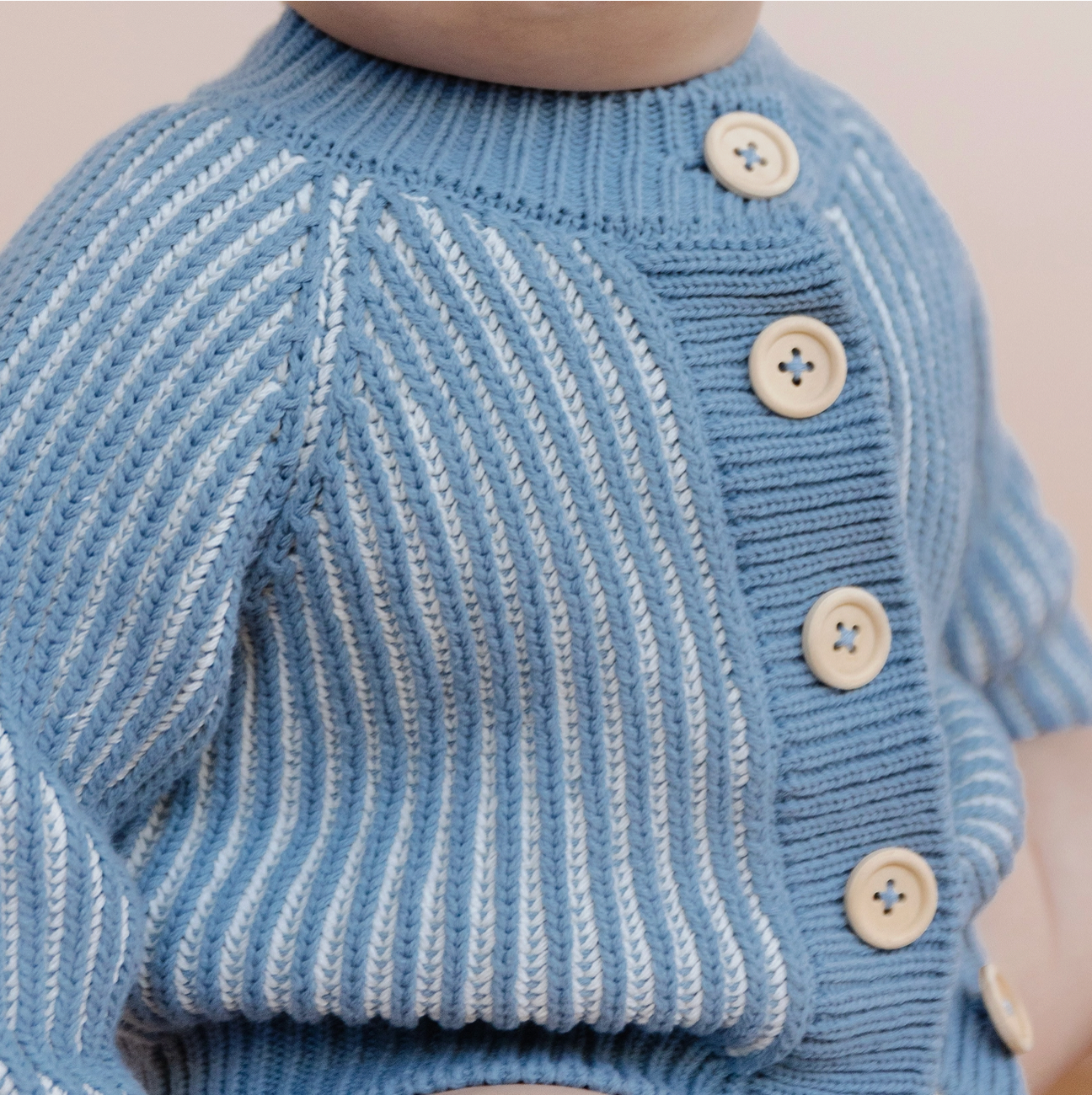 Cotton Brioche Cardigan, Baby Blue