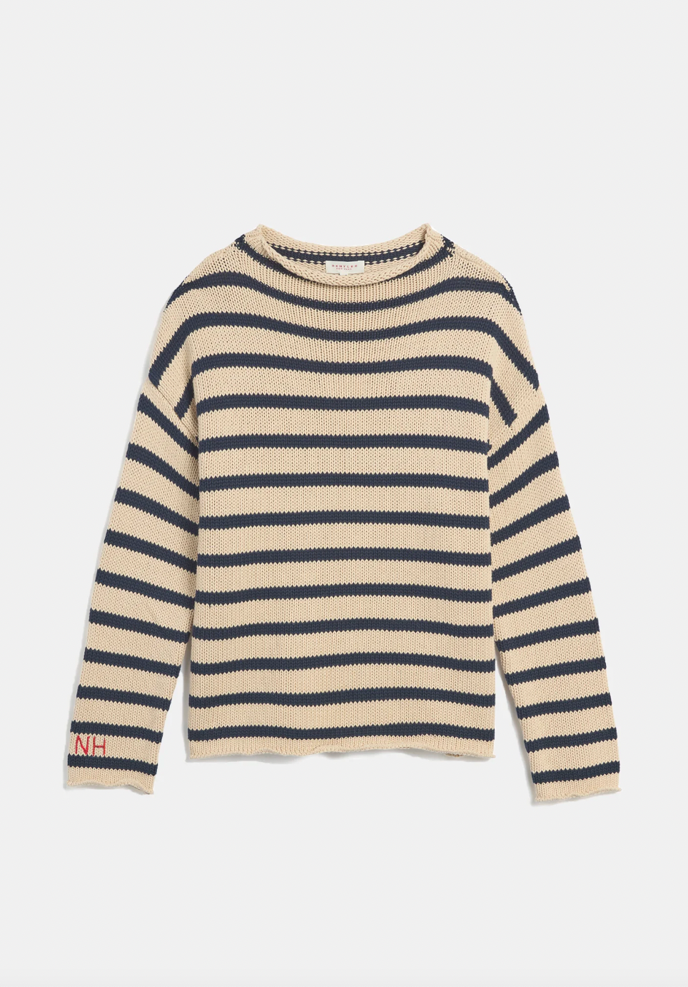 Lamis Stripe Cotton Sweater, Natural Navy