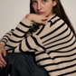 Lamis Stripe Cotton Sweater, Natural Navy