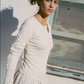 Pointelle Henley tee, Cream