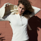Pointelle Henley tee, Cream