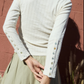Pointelle Henley tee, Cream