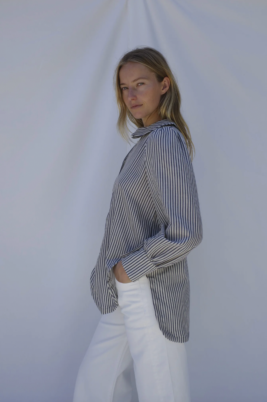 Rayne Blouse, Regatta Navy Stripe