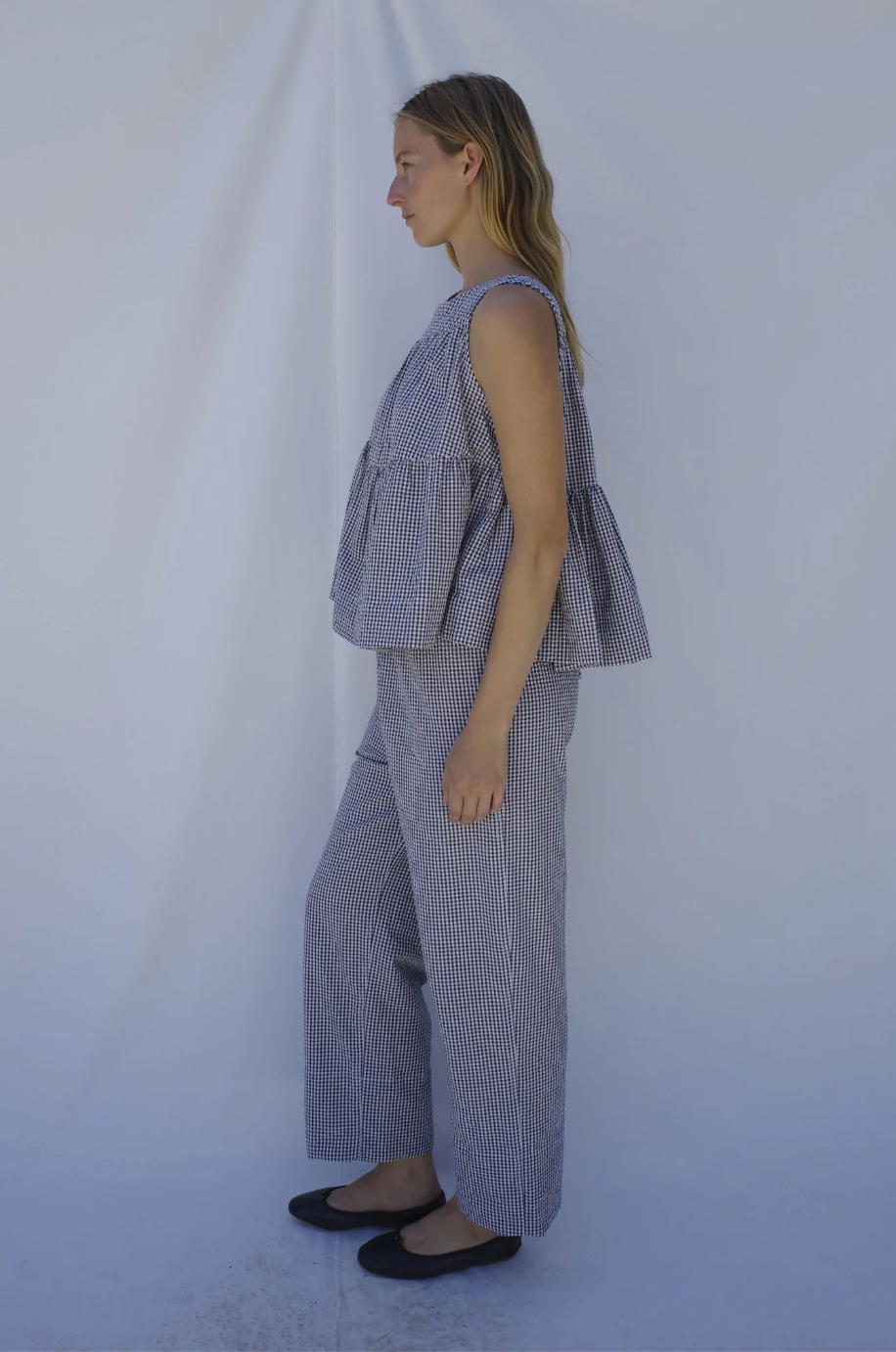 Carmen Swing Top, Navy Gingham