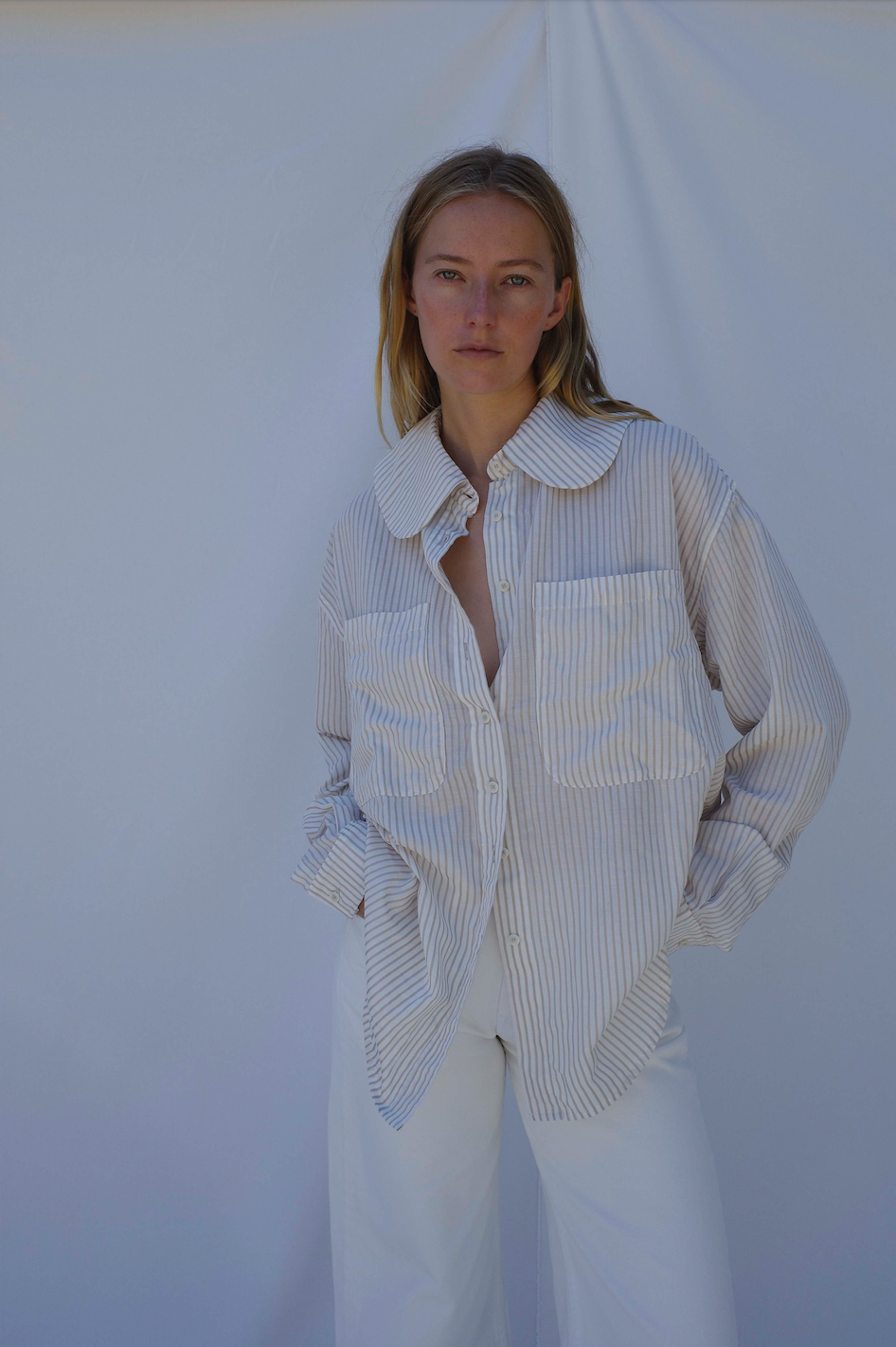 Hollis Oversized Shirt, Regatta Sand Stripe