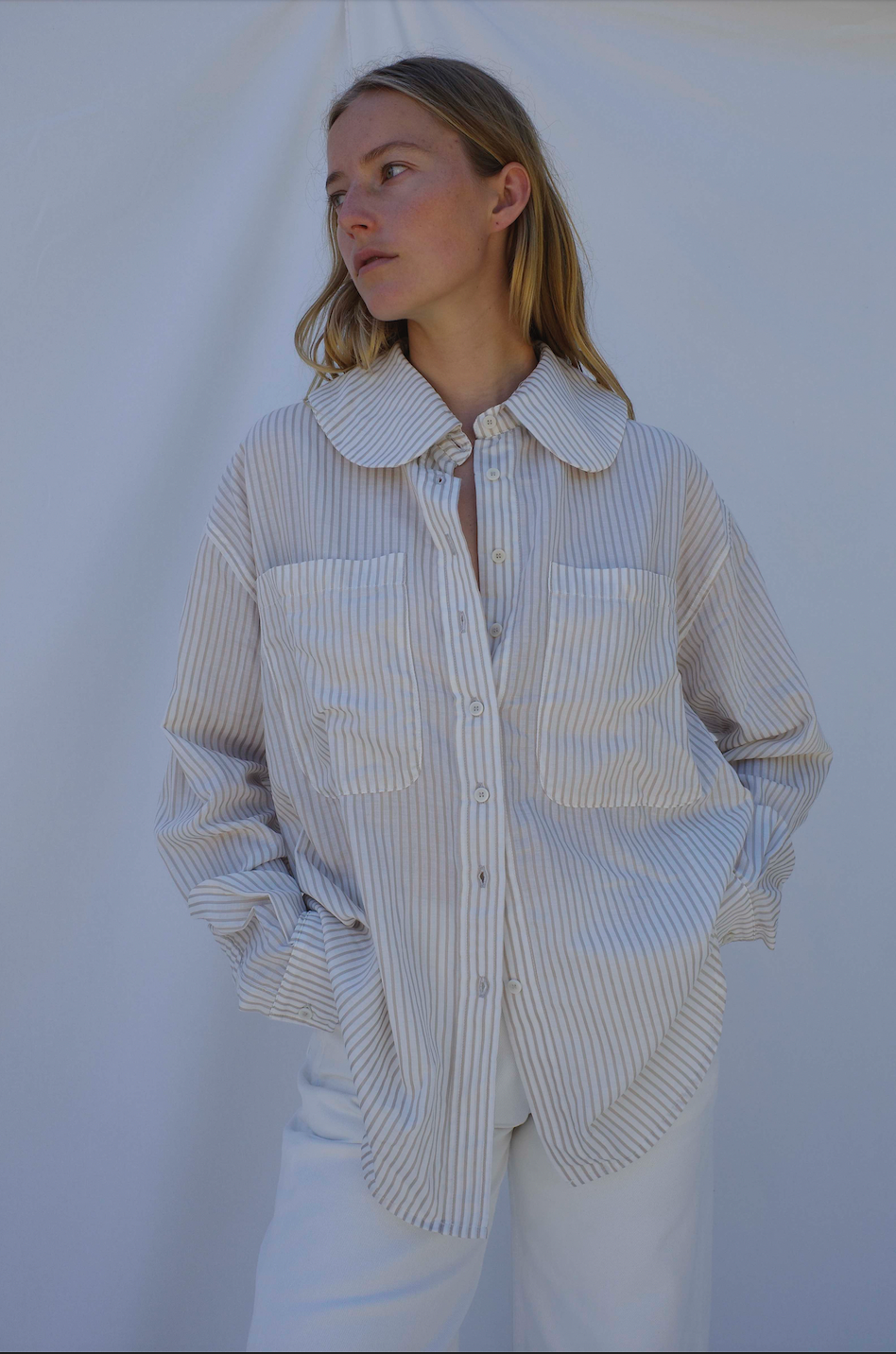 Hollis Oversized Shirt, Regatta Sand Stripe