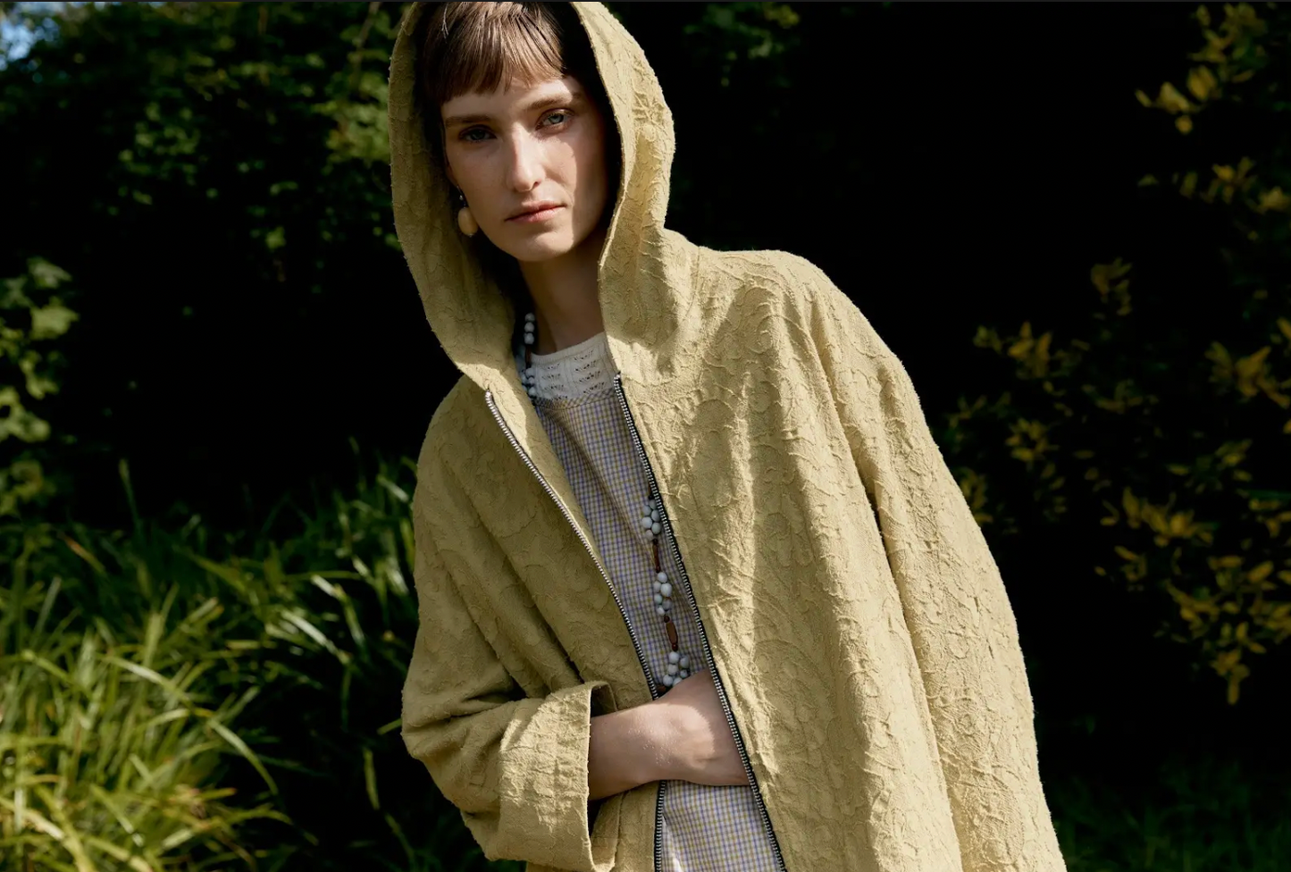 Jacquard Zip Up Hoody, Celery