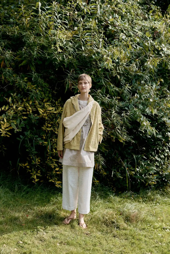 Jacquard Zip Up Hoody, Celery