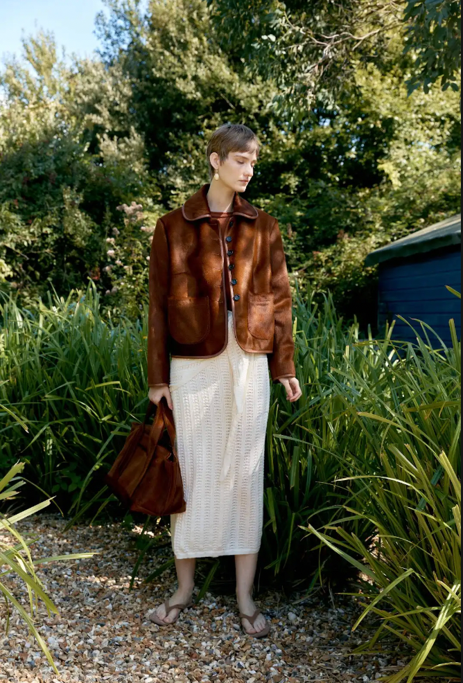 Hair on Hide Leather Ada Jacket, Chestnut