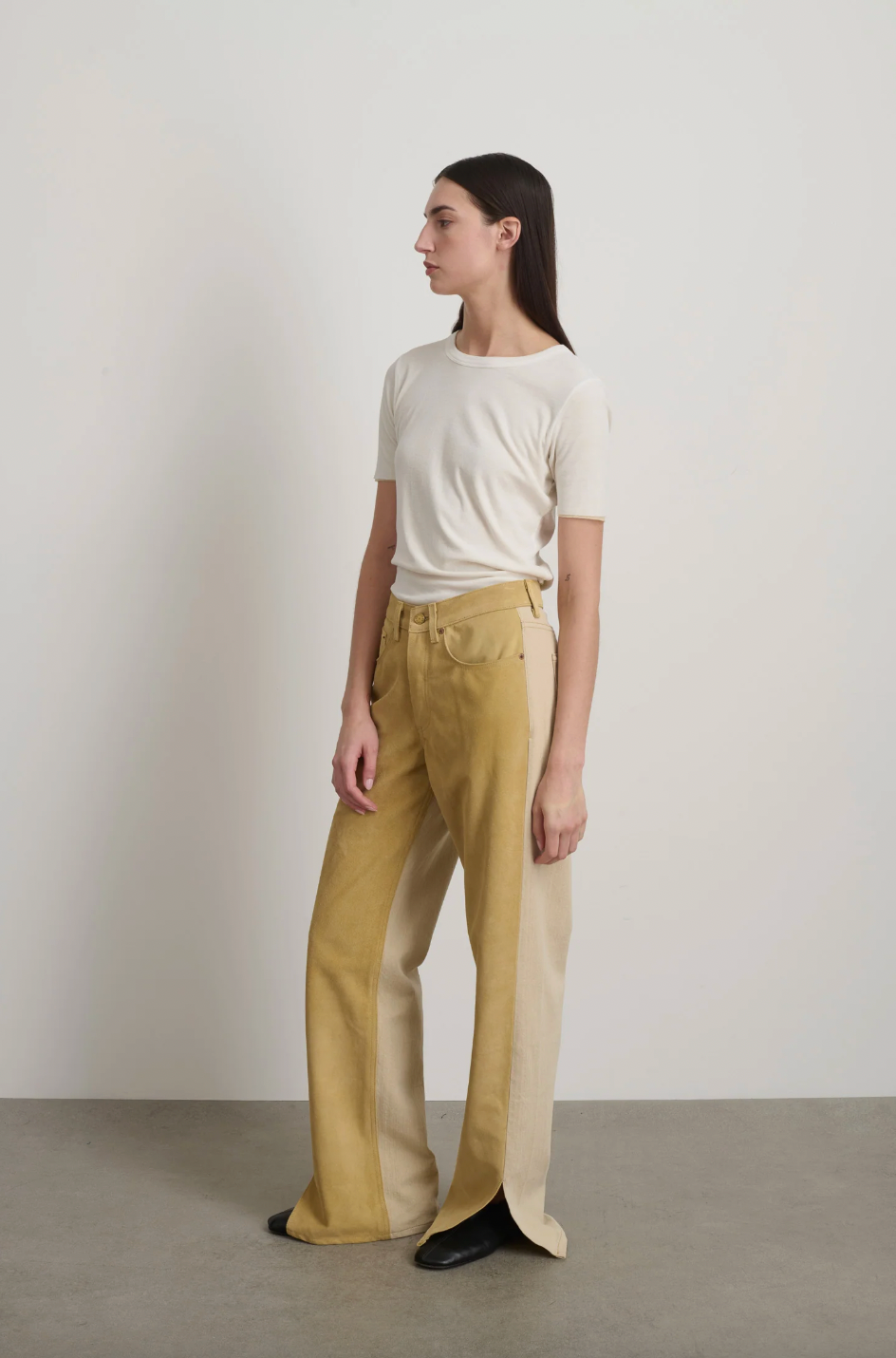 Charlot Split Hem Jean, Palomino Suede/Khaki