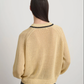 Lind Ringer Crewneck, Wheat/Black Linen