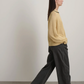 Lind Ringer Crewneck, Wheat/Black Linen