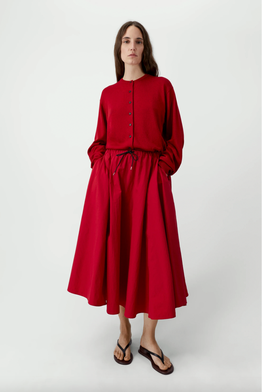 Cotton & Silk Cardigan, Red
