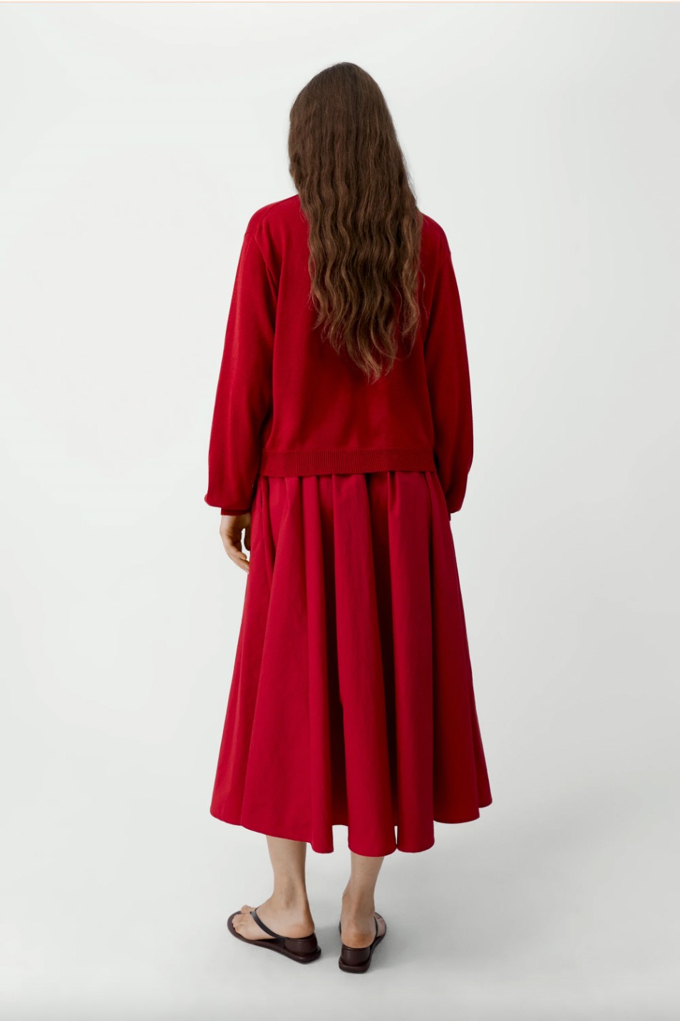 Cotton & Silk Cardigan, Red