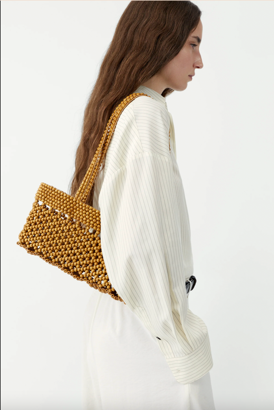 Wooden Beads Mini Bag, Ochre