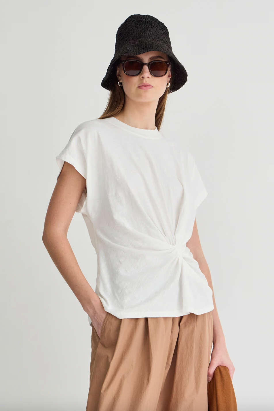 Volta Twist Top, Cream
