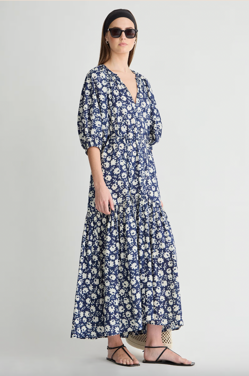 Otillie Maxi, Navy Floral Stamp