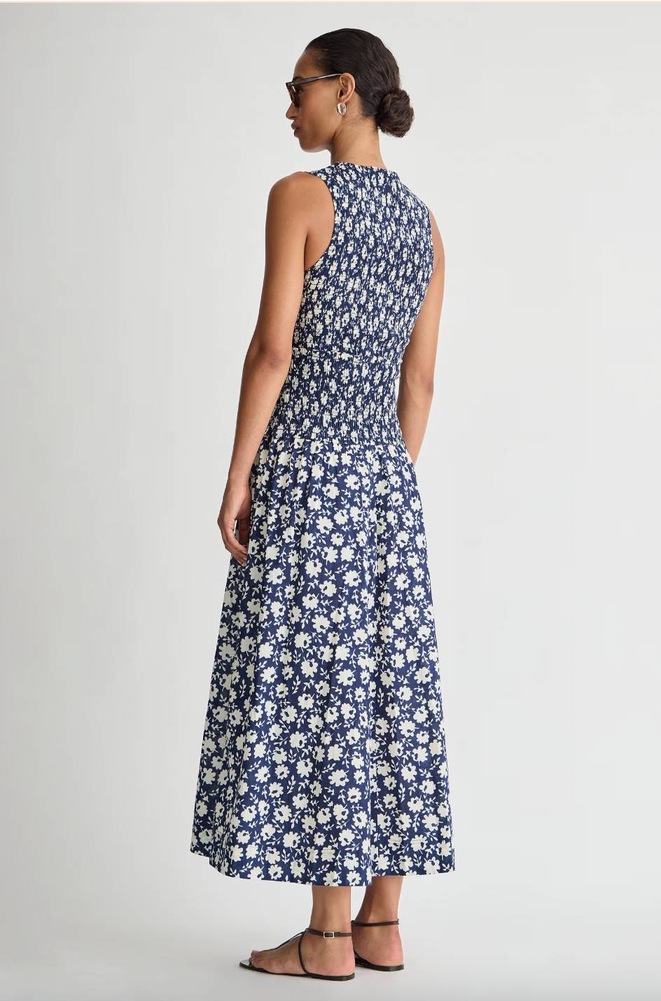 Siempre Tank Maxi, Navy Floral Stamp