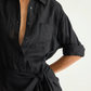 Alessandra Sarong Shirt Dress, Black
