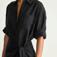 Alessandra Sarong Shirt Dress, Black