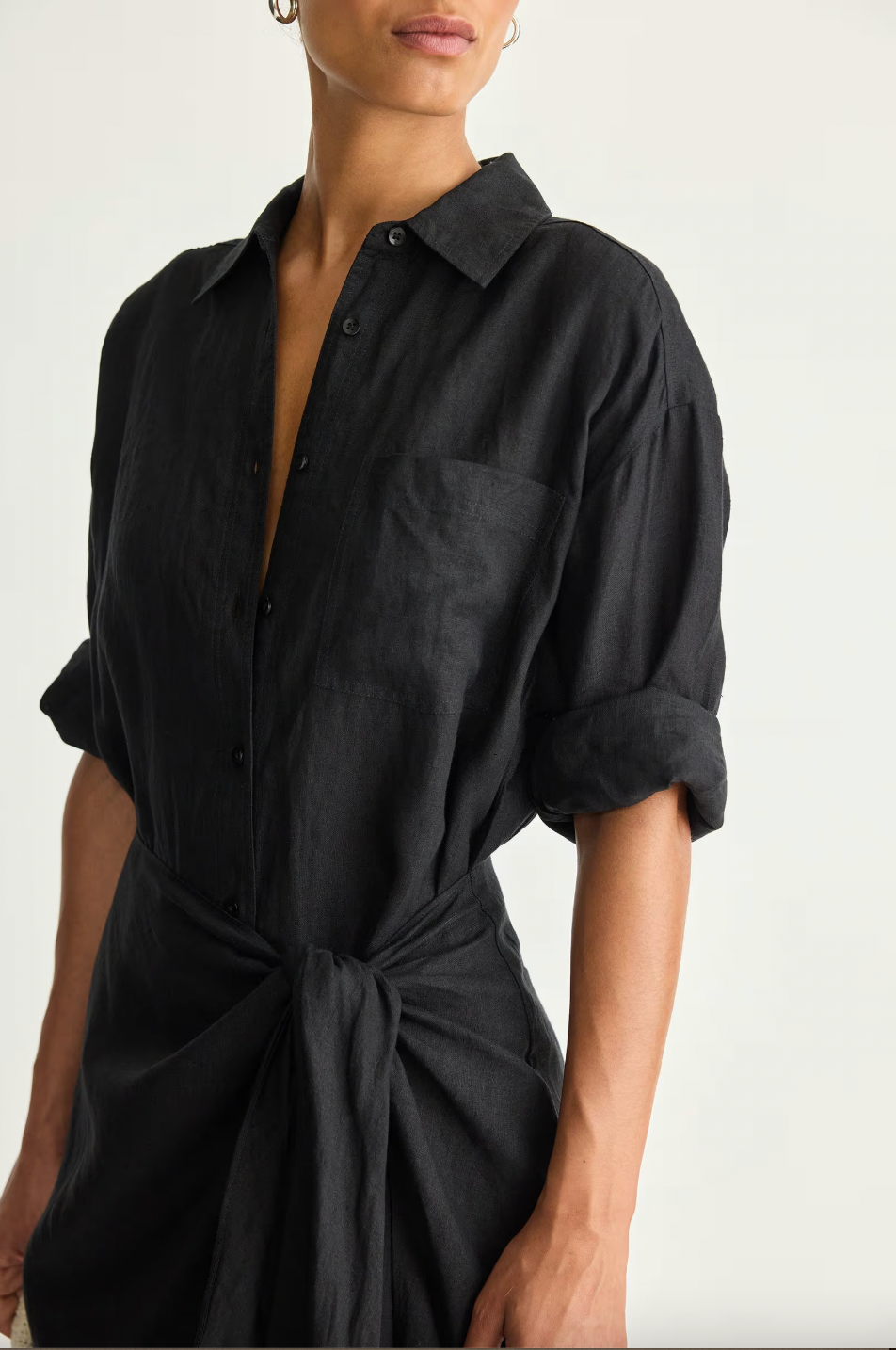 Alessandra Sarong Shirt Dress, Black
