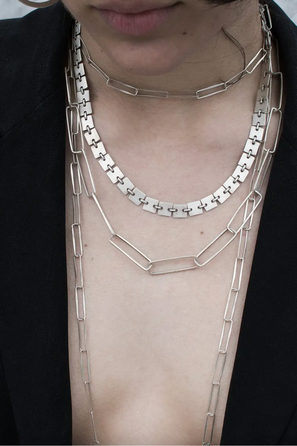 Extra Long Rectangular Link Chain Necklace 22"