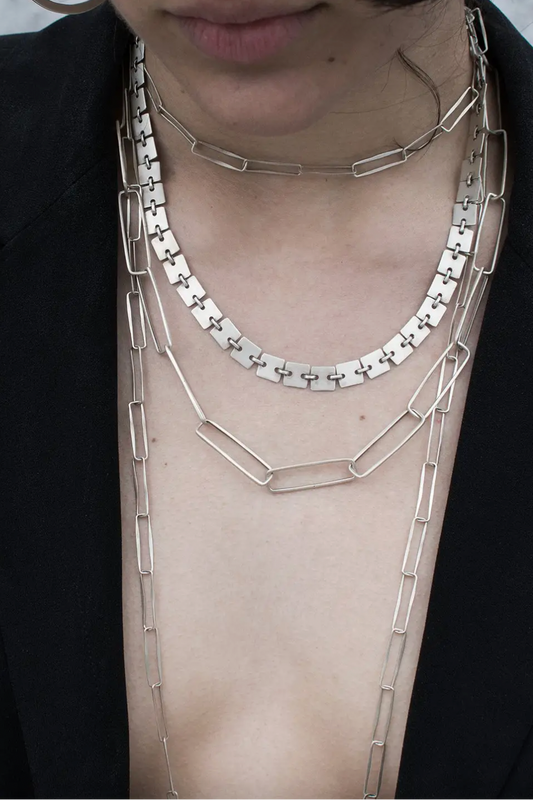 Extra Long Rectangular Link Chain Necklace 22"