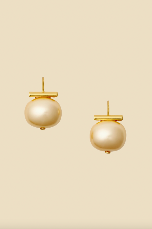 Buttery-Gold on Gold, Medium Pebble Pearl Earrings