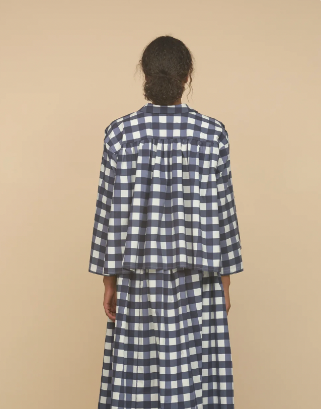 Flo Blouse, Navy Check