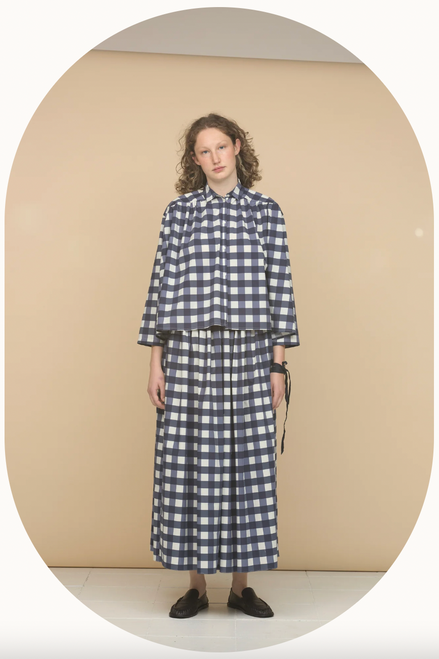 Wide Skirt, Navy Check