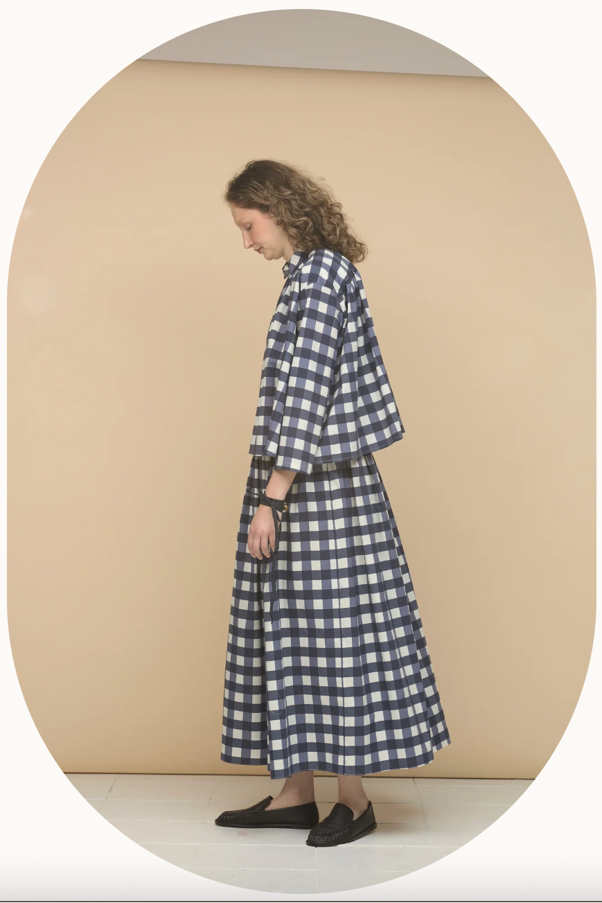 Wide Skirt, Navy Check