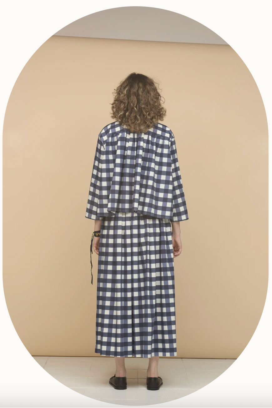 Wide Skirt, Navy Check