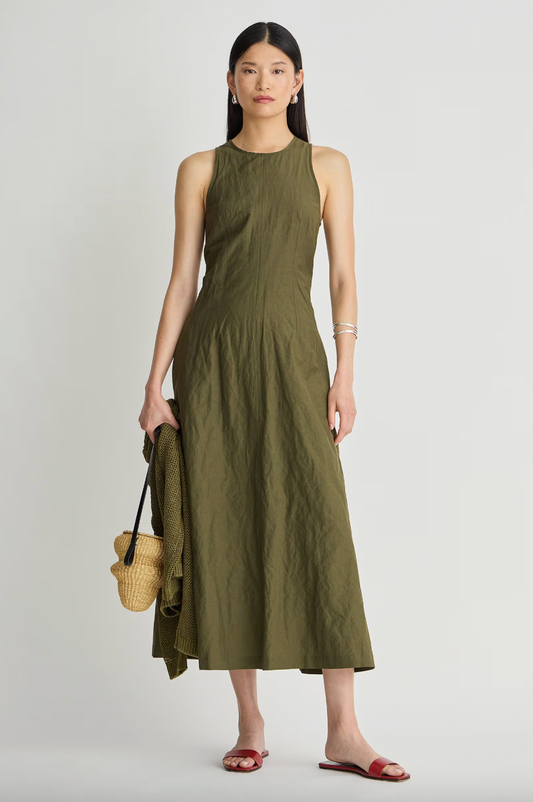 Sculpted Uma Sleeveless Maxi, Dark Olive