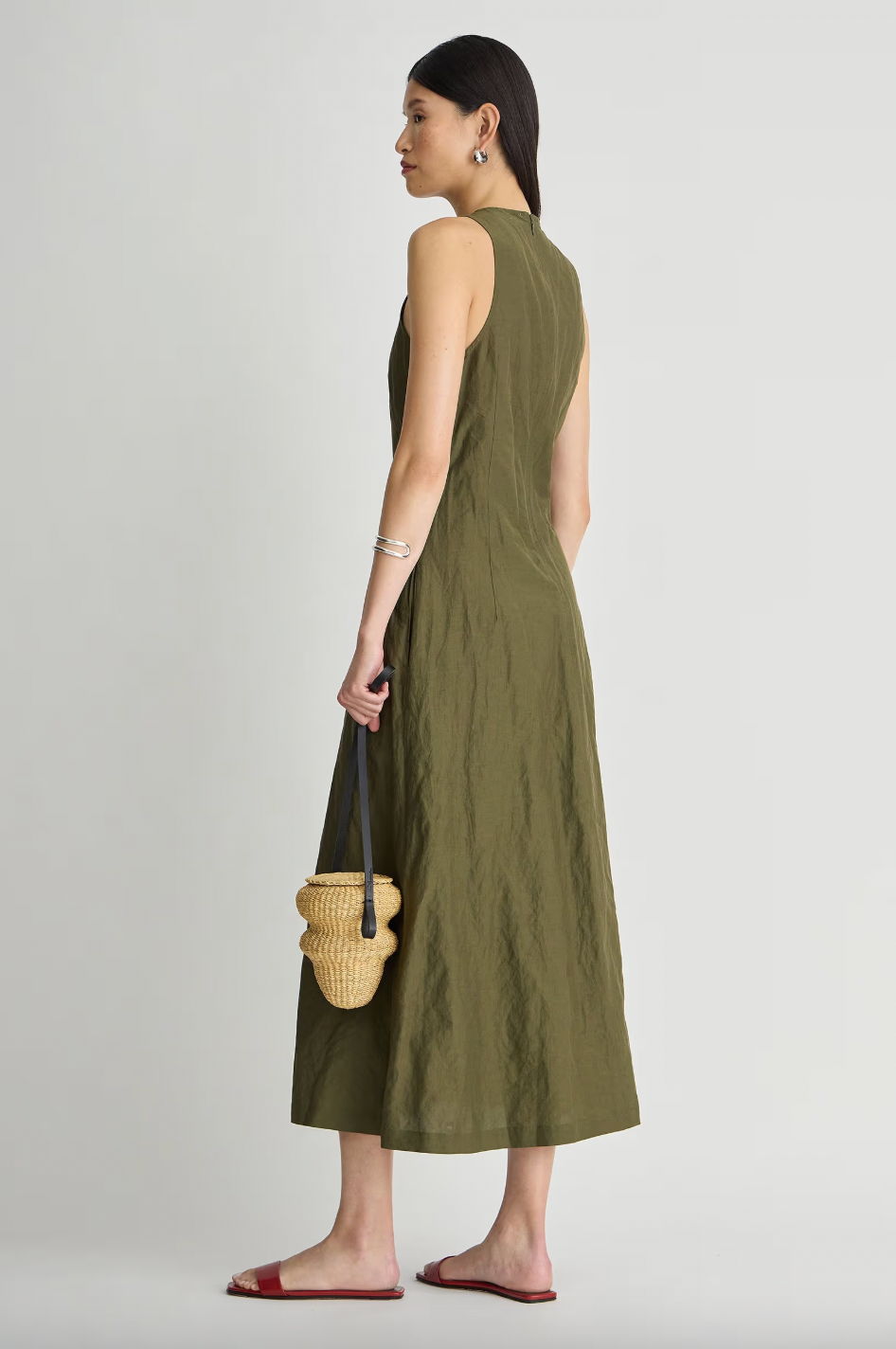 Sculpted Uma Sleeveless Maxi, Dark Olive