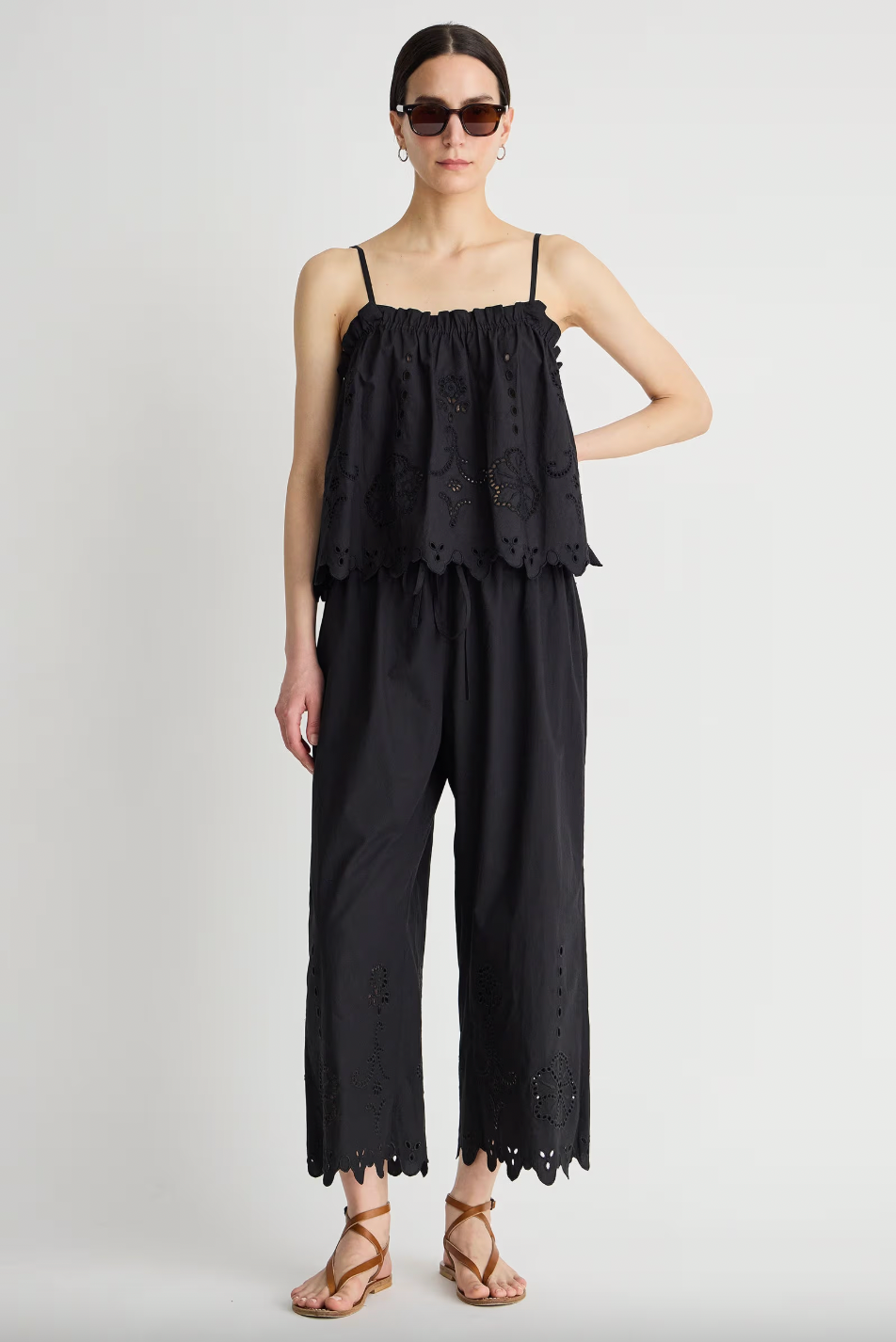Embroidered Kari Pull On Pant, Black Black