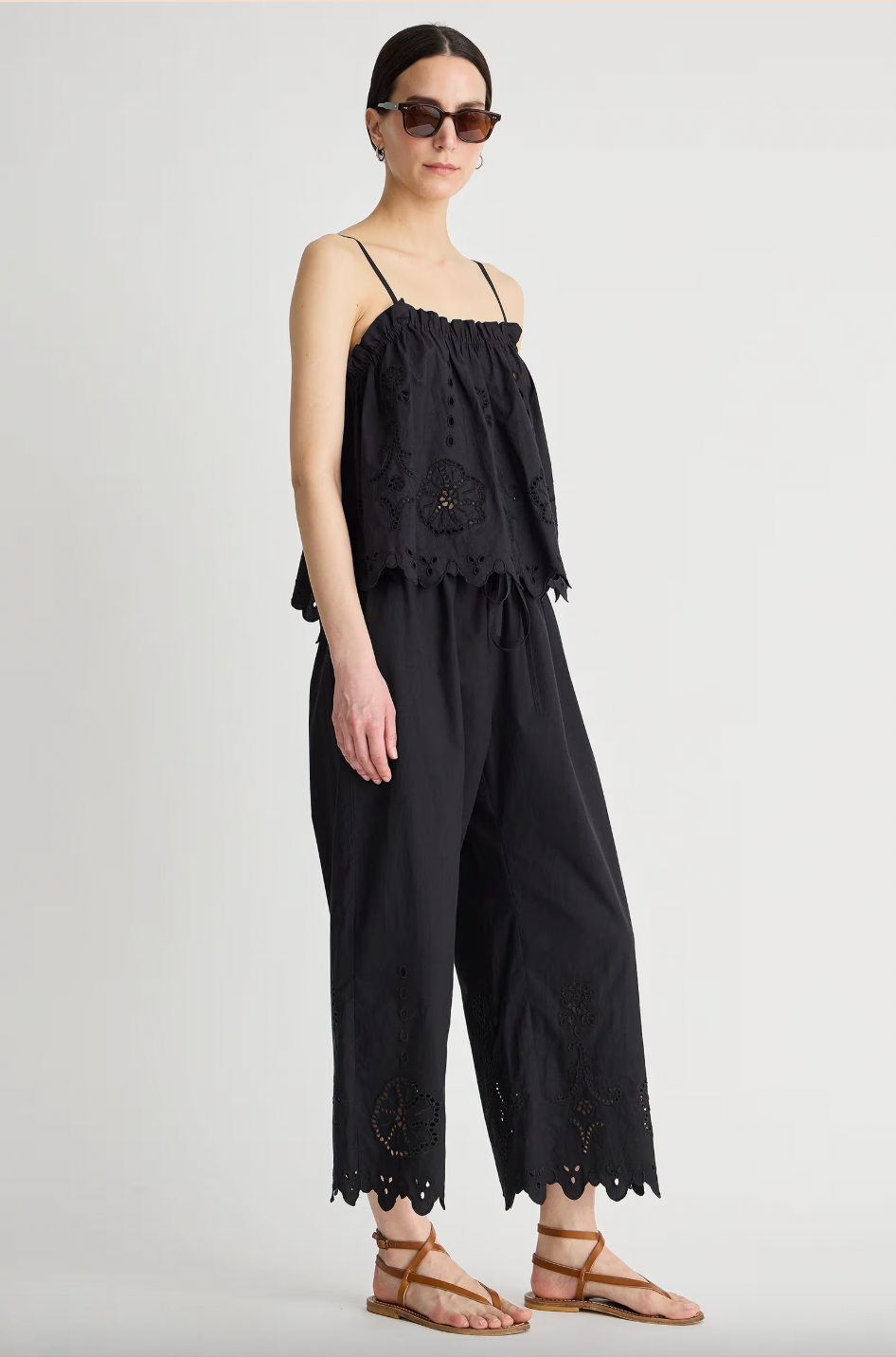 Embroidered Kari Pull On Pant, Black Black