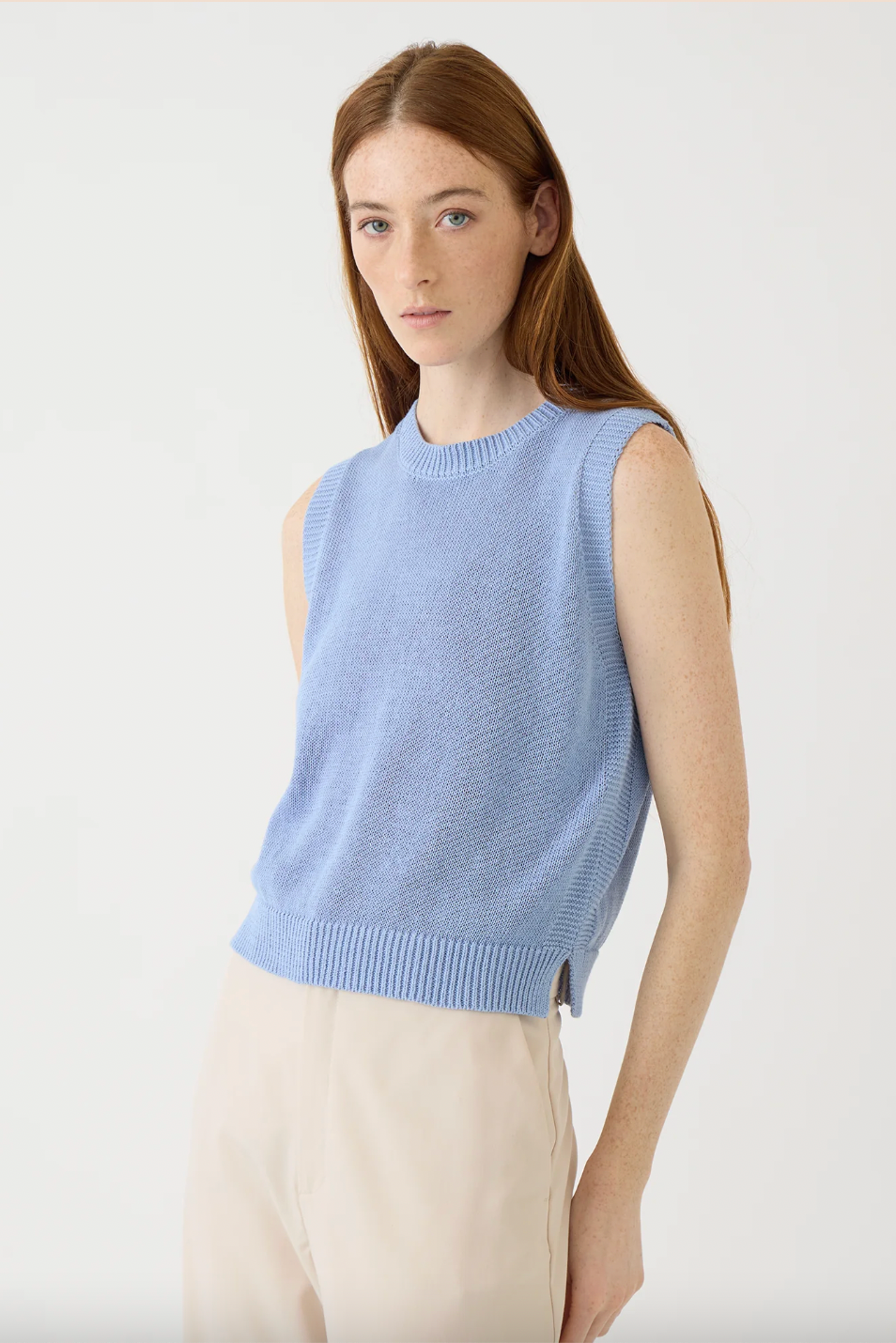 Olympia Cotton Linen Top, Chambray