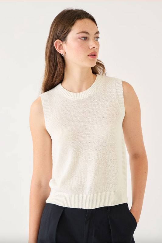 Olympia Cotton Linen Top, Off-White