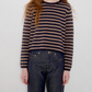 Melina Stripe Cotton Cashmere Sweater, Navy