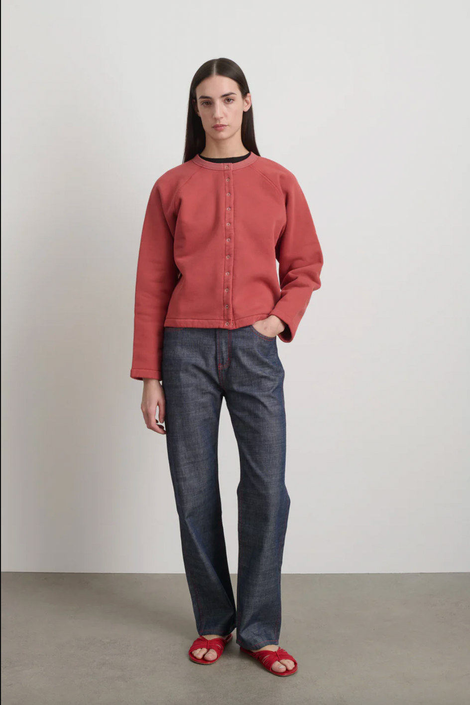 Snap Cardigan, Faded Tomato Overdye