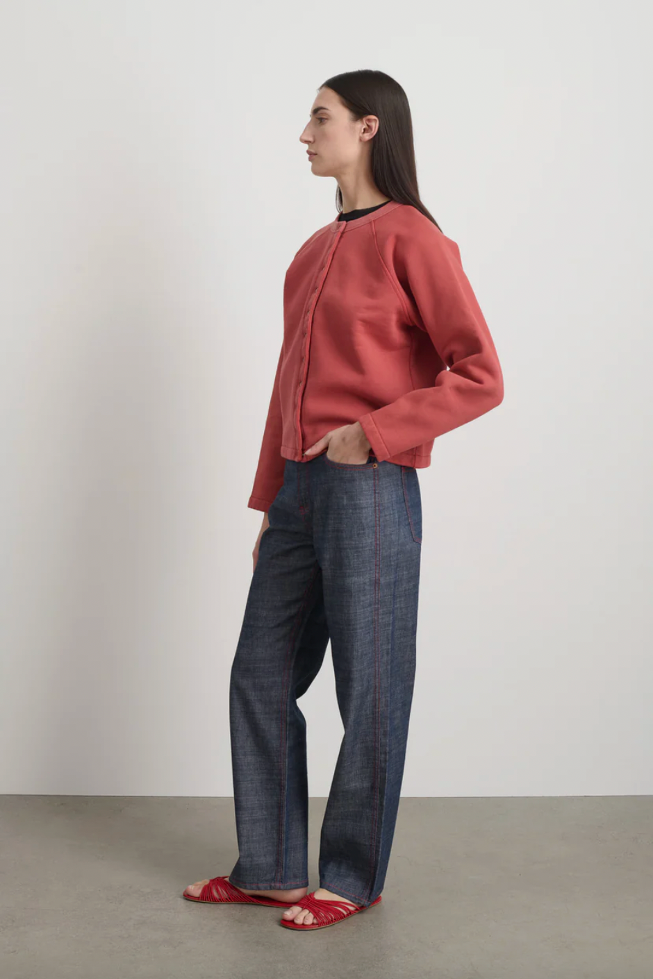 Snap Cardigan, Faded Tomato Overdye