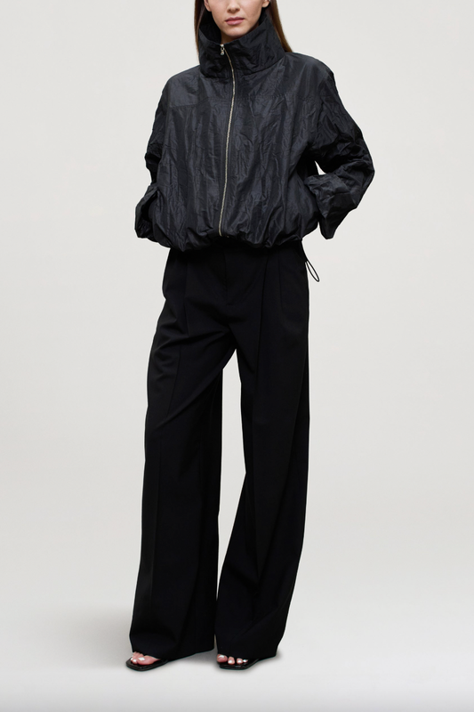 Sadie Windbreaker Steel Taffeta, Black
