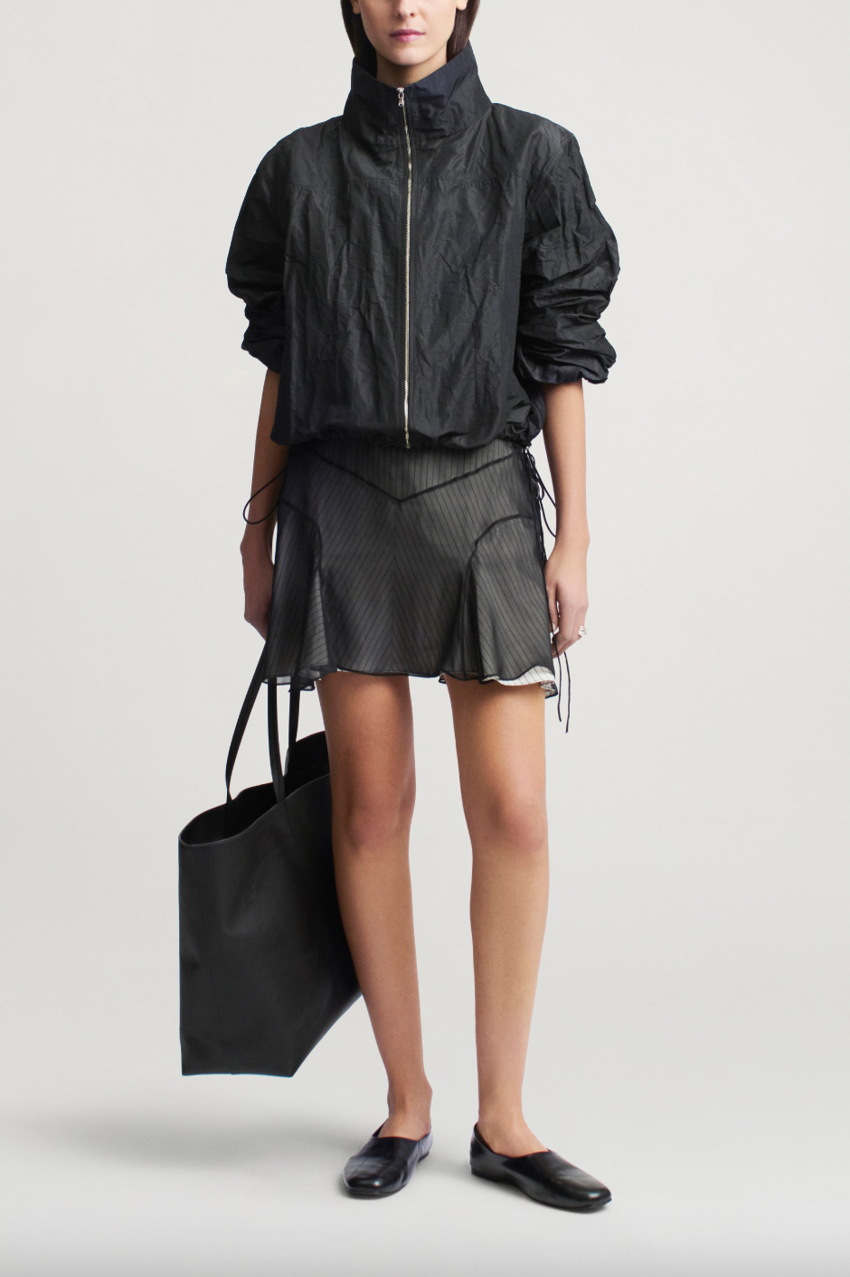 Sadie Windbreaker Steel Taffeta, Black