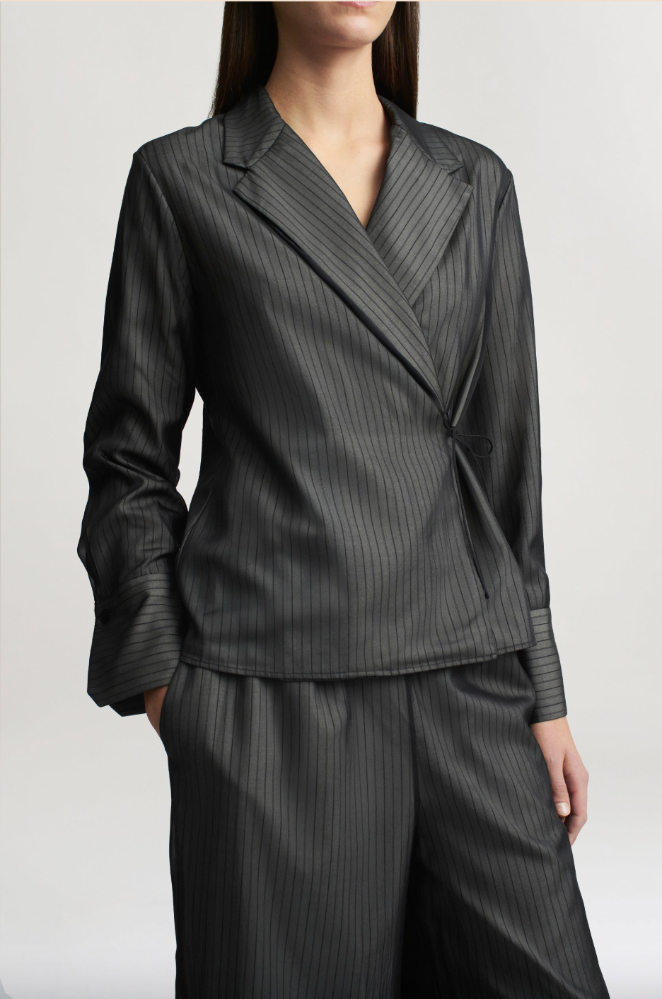 Jennie Evening Blouse, BW Stripe