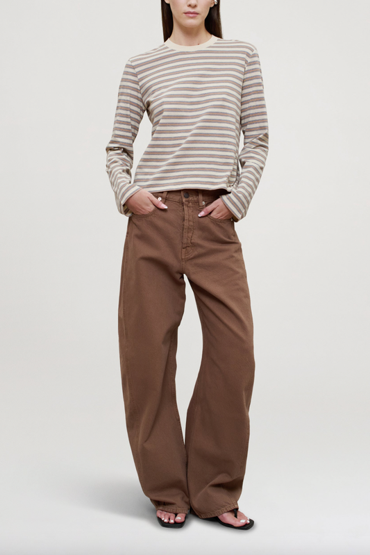Wynn Long Sleeve Tshirt, Apricot Stripe