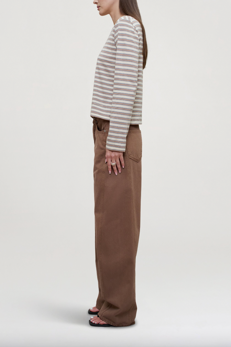 Wynn Long Sleeve Tshirt, Apricot Stripe