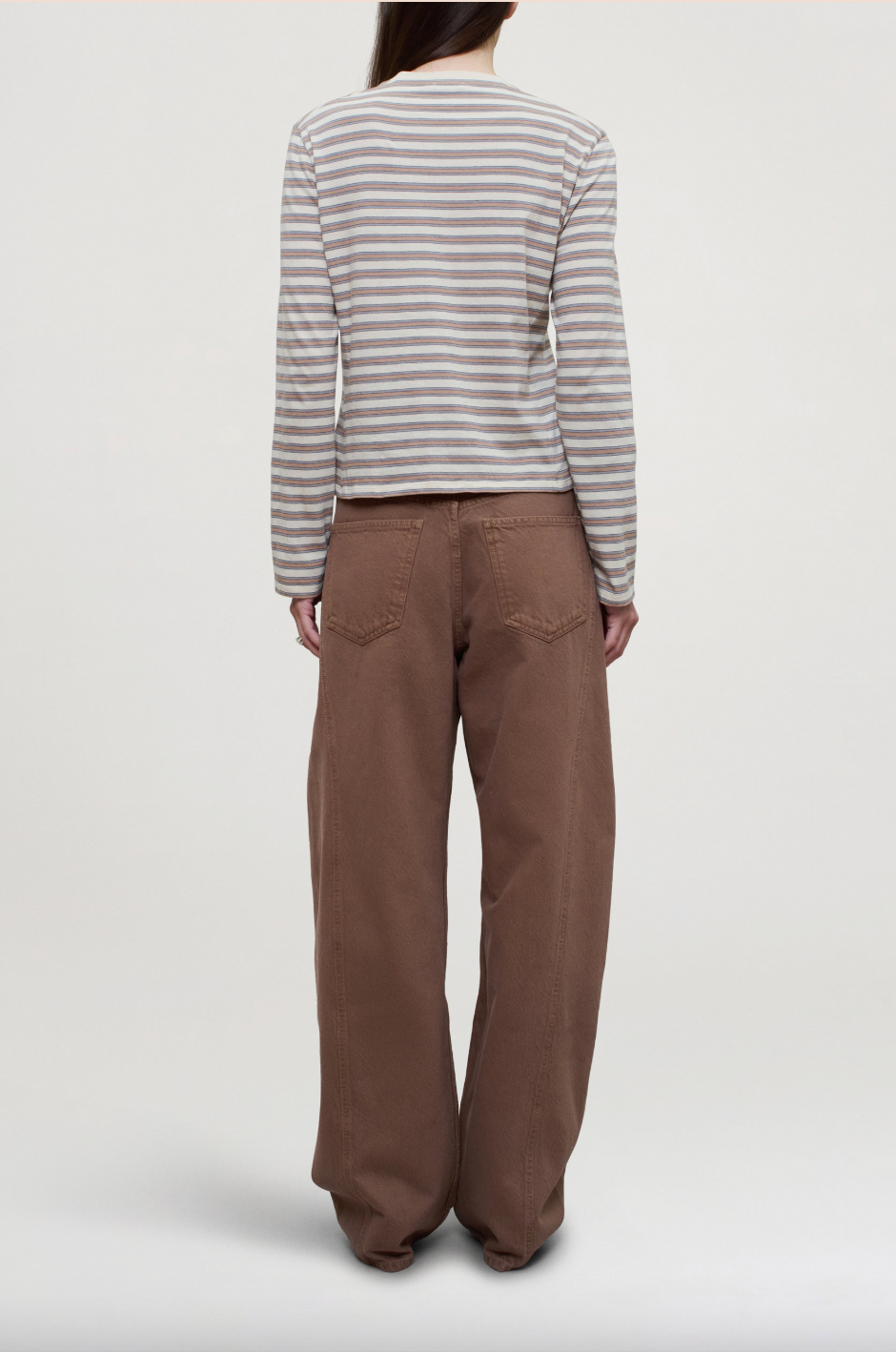 Wynn Long Sleeve Tshirt, Apricot Stripe